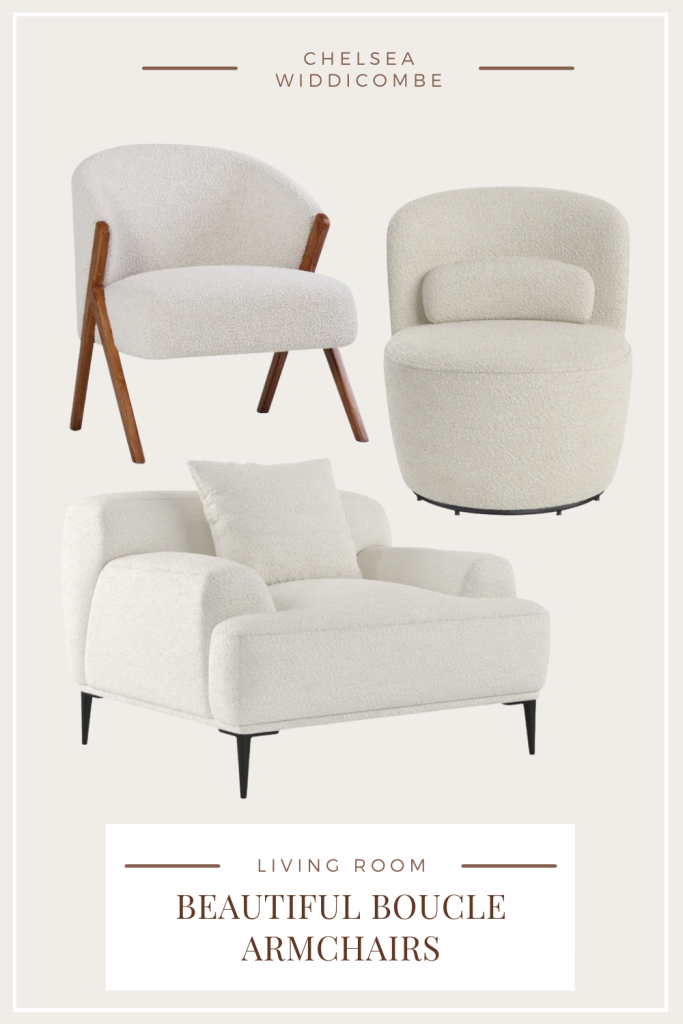 boucle fabric armchairs