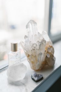 cluster of clear quartz crystals